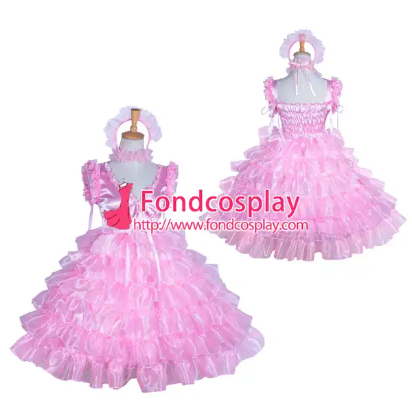 Sissy Maid Baby Pink Satin Glass Silk Lolita Dress Tiered Skirt Cosplay Costume Tailor Made G3875 Aliexpress