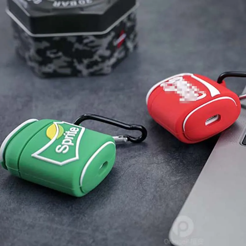 Чехол с рисунком напитков Кола для airpods 1 2, беспроводной чехол с Bluetooth для телефона, мягкий силиконовый чехол с карабином