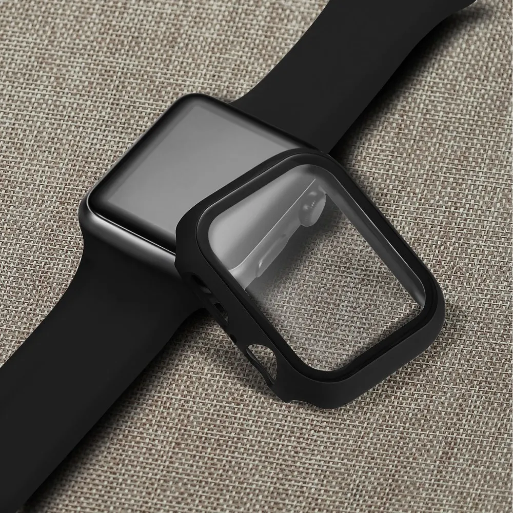 Для Apple Watch iWatch чехол Крышка из закаленного стекла пленка для экрана для Apple Watch 2 3 4 Чехол 40 мм 44 мм 38 42 мм защитная оболочка для экрана