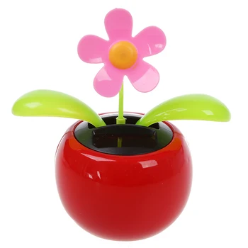 

New Car red Cute Flip Flap Swing Solar Flower