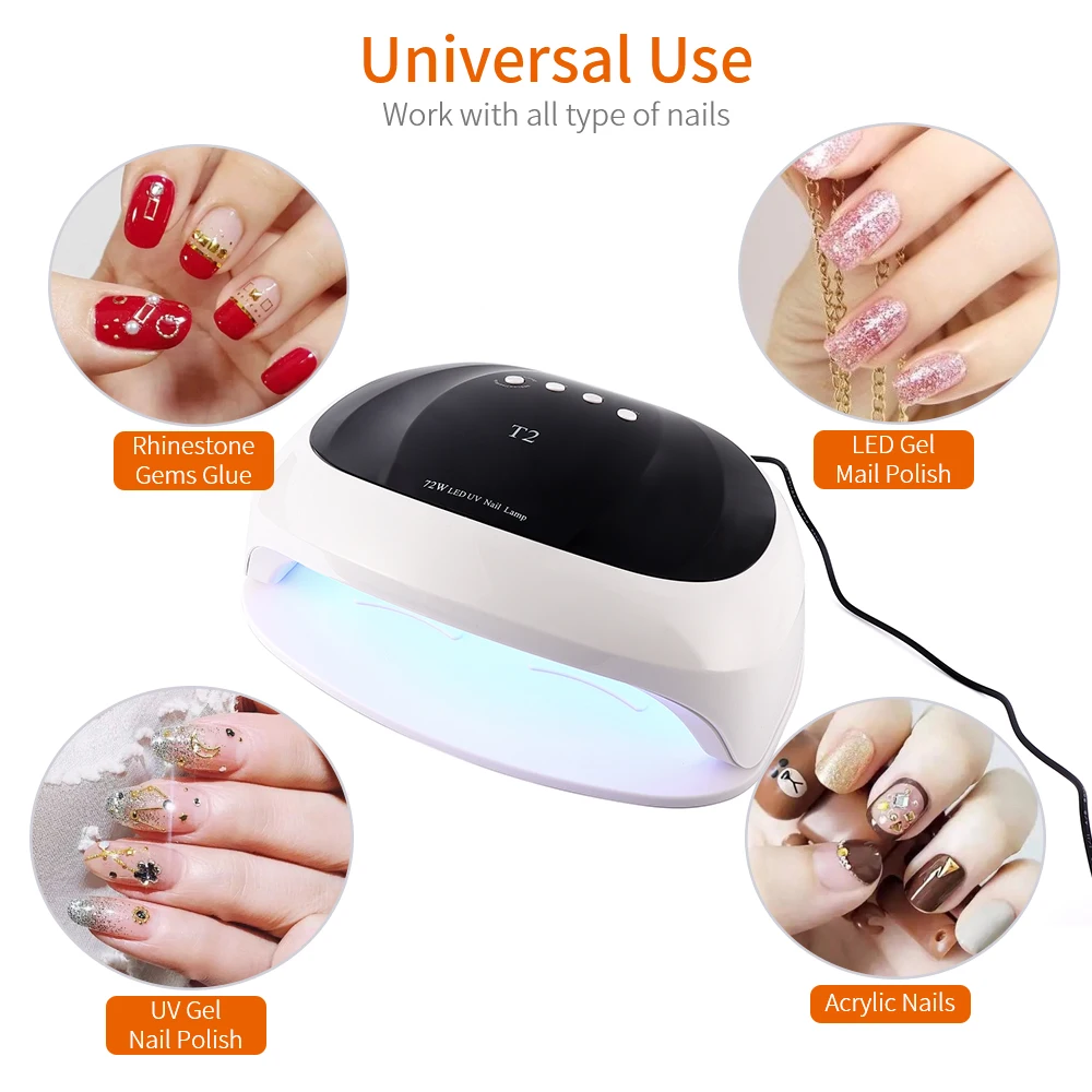 

T2 UV Lamp Nails Dryer 72W Dual Hands and Foots Nail Polish Dry With 36LEDs For Manicure Gel Nails Lamp Drying Nail Design