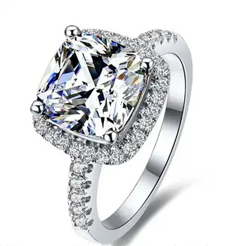 

LESF Rings 925 Sterling Silver Engagement Ring Sona Diamond White Gold Color Women Rings