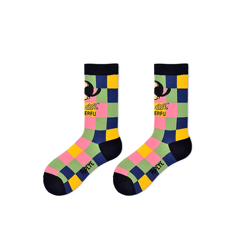Fashion Cartoon Character Cute Short Socks Women Harajuku Cute Spinach Popeye Pattern Ankle Socks Hipster Skate Ankle Funny Sock - Цвет: 9