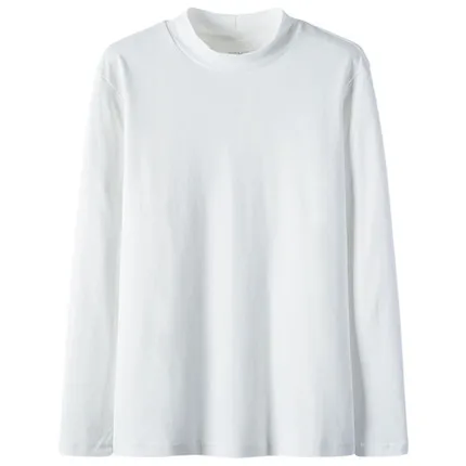 WHITE SEMIR Мужская рубашка из хлопка с длинным рукавом, трикотажная рубашка с воротником-хомутом, одноцветная Мужская классическая рубашка из Джерси, Стандартная посадка - Цвет: WHITE