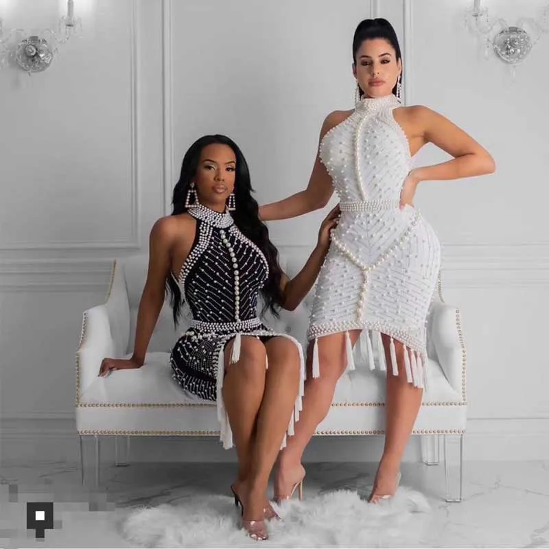 Женское платье с открытой спиной черно-белое Бандажное для коктейвечерние 2020 |