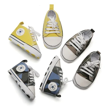 

BABY SHOES BOY GIRL SOLID SNEAKER SOFT ANTI-SLIP SOLE NEWBORN INFANT FIRST WALKERS TODDLER CASUAL CANVAS SHOES