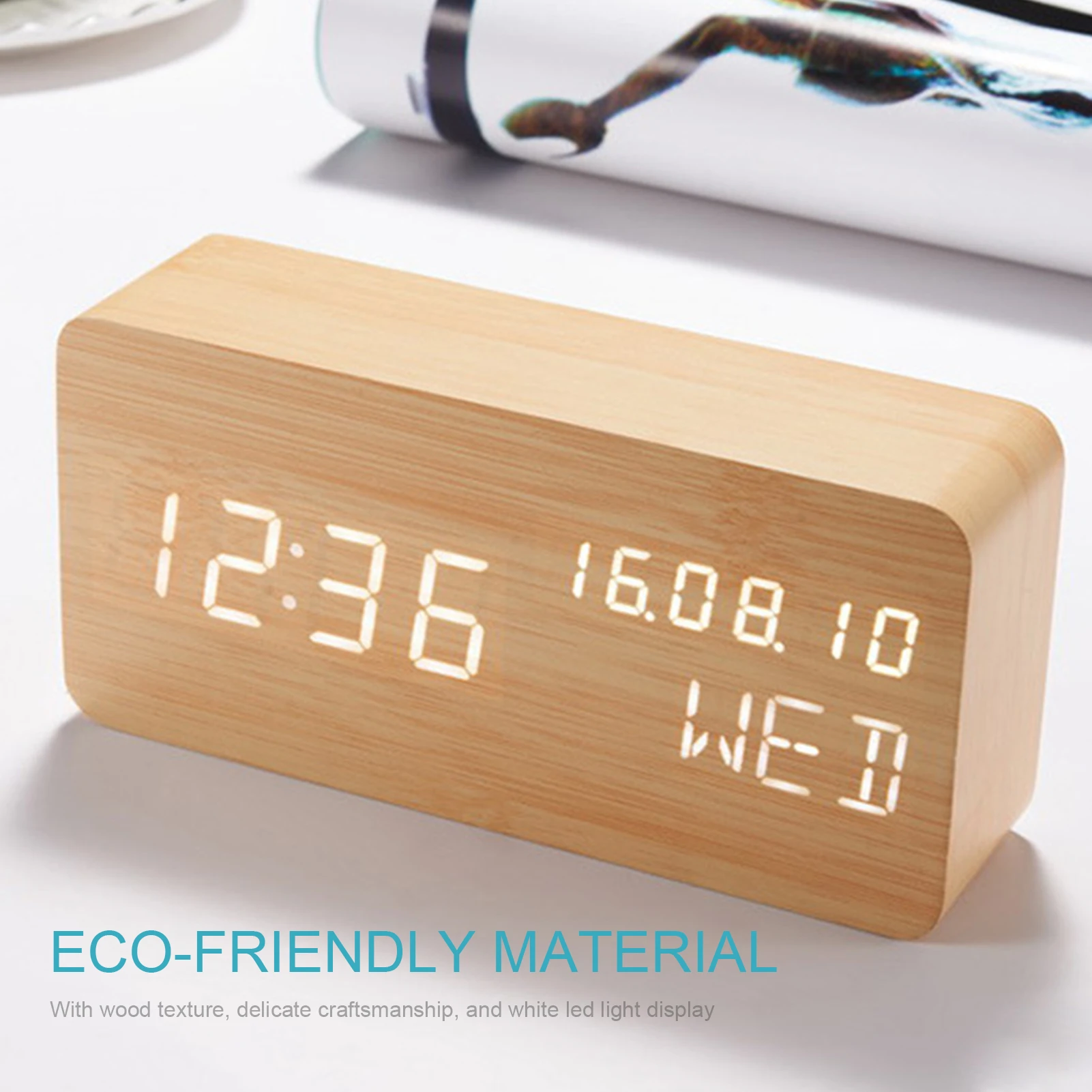 Conciërge marge Gloed Bureau Houten Wekker Voice Control Datum Temperatuur Display Led Digitale  Wekkers Elektronische Tafel Horloge Usb/Aaa Aangedreven|Wekkers| -  AliExpress