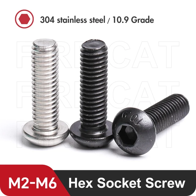 Stainless Steel M2 M2.5 M3 M4 M5 M6 Hex Socket Head Button Screw Allen  Socket