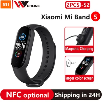 Xiaomi Mi Band 5 NFC Version optional or Mi Band 5 Smart Bracelet AMOLED Screen Smartband Fitness Traker Bluetooth Smart Band