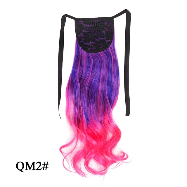 Leeons 20'' Synthetic Ponytail Hair pieces Heat Resistant Fiber Straight Ribbon Clip In Hair Extension 21 colors Brown Black qm2