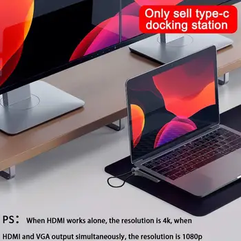 

Type C HUB to 3.0 USB SD/TF Card Reader Dual HDMI 4K VGA HUB Splitter USB USB-C RJ45 Multi Accessories For MacBook HUB USB X6D9