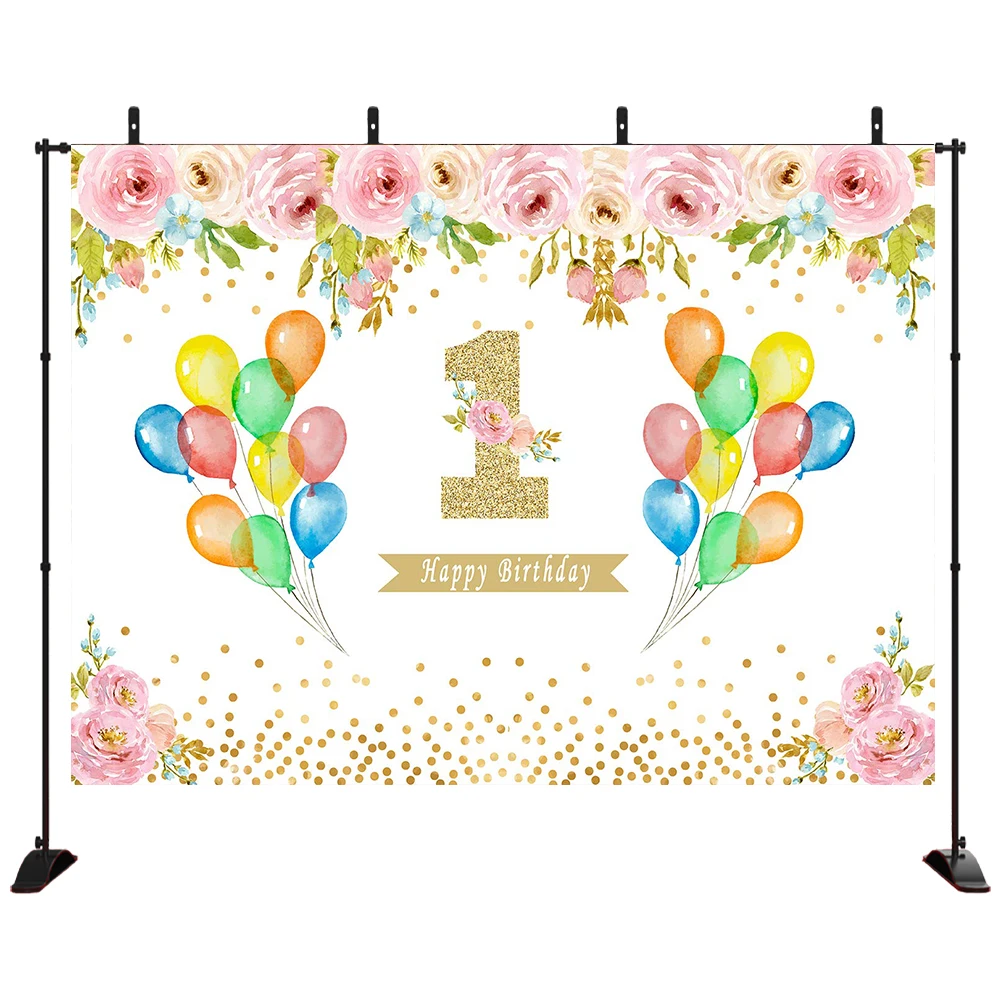 

1st Birthday Party Decoration Backdrop for Photography Newborn Baby Shower Photo Background Flowers Party Decoration