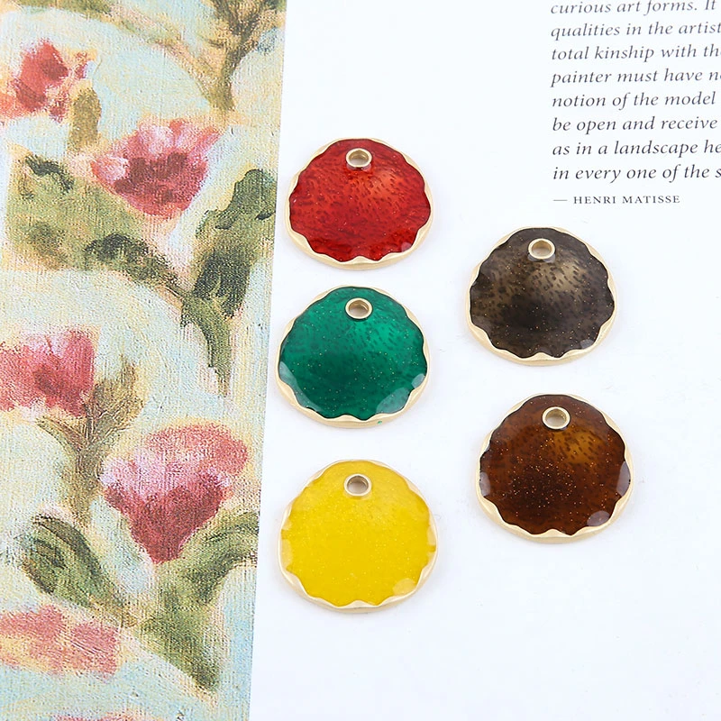 

10 Pcs Hot Sale alloy gold star bright abstract art irregular round pendant Dangle Earring For Women DIY jewelry accessories