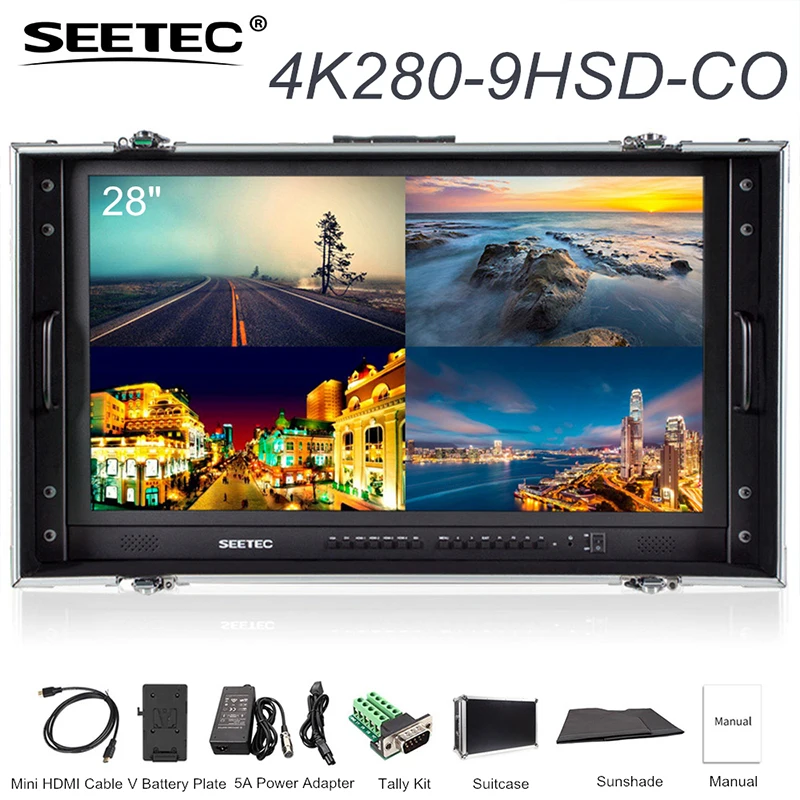 SEETEC 4K280-9HSD-CO 28 Pro Broadcast LCD Monitor 4K UHD 3840x2160 HDMI 3G SDI DVI Input Carry on Director for CCTV Monitoring - ANKUX Tech Co., Ltd