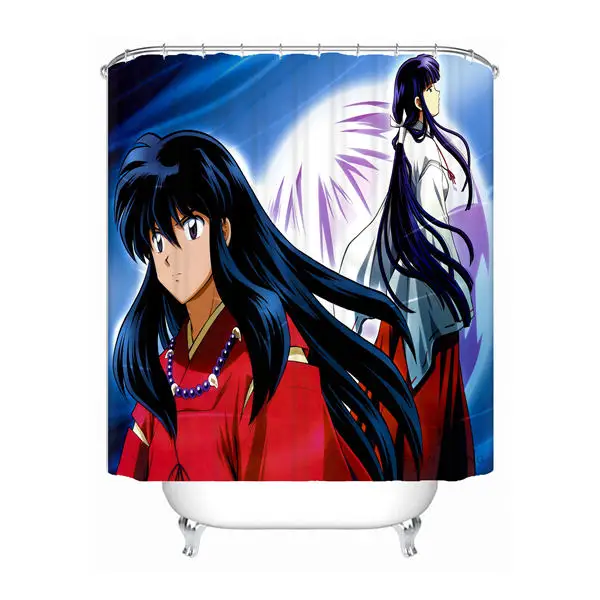 Shower Curtain Пользовательские Ретро аниме Inuyasha душ Ванная комната Шторы Mildewproof Водонепроницаемый полиэстер различные размеры#0421-21-55 - Цвет: Shower Curtain