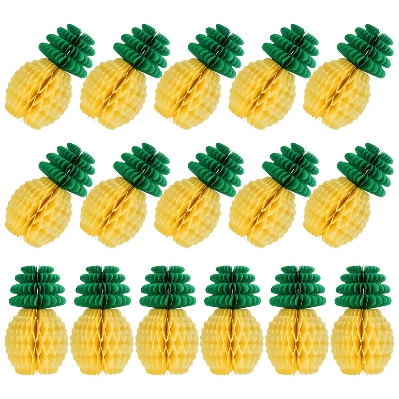30cm Pineapple Honeycomb Centerpieces Tissue Paper Pineapple Table Hanging Decoration for Hawaiian Luau Party Supplies 1PC 