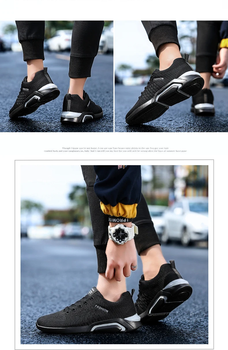 QZHSMY/трикотажная Повседневная обувь; мужские белые кроссовки на шнуровке; Цвет Черный; коллекция года; дышащая модная обувь на плоской подошве для взрослых; Прямая поставка