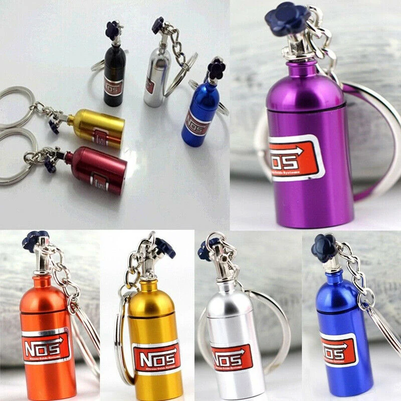 Telescopic Keychain Turbo NOS Nitrous Oxide Bottle Key Chain Keychain Keyring Stash Pill Box Storage Key Ring Creative Gifts for Friends Families