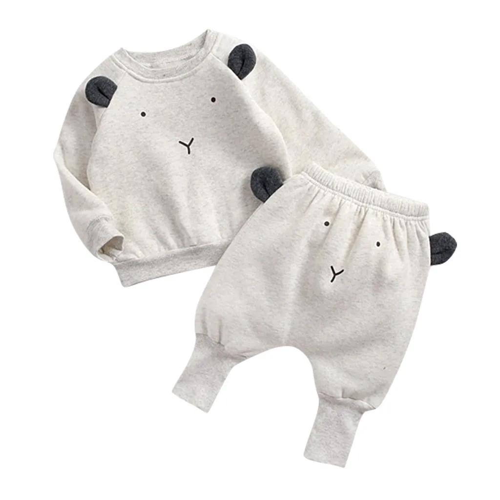 BG ARLONEET/Новогодняя модная одежда для маленьких мальчиков; топы с рисунками животных; флисовые гаремные брюки одежда для малышей; Одежда для девочек - Цвет: BG
