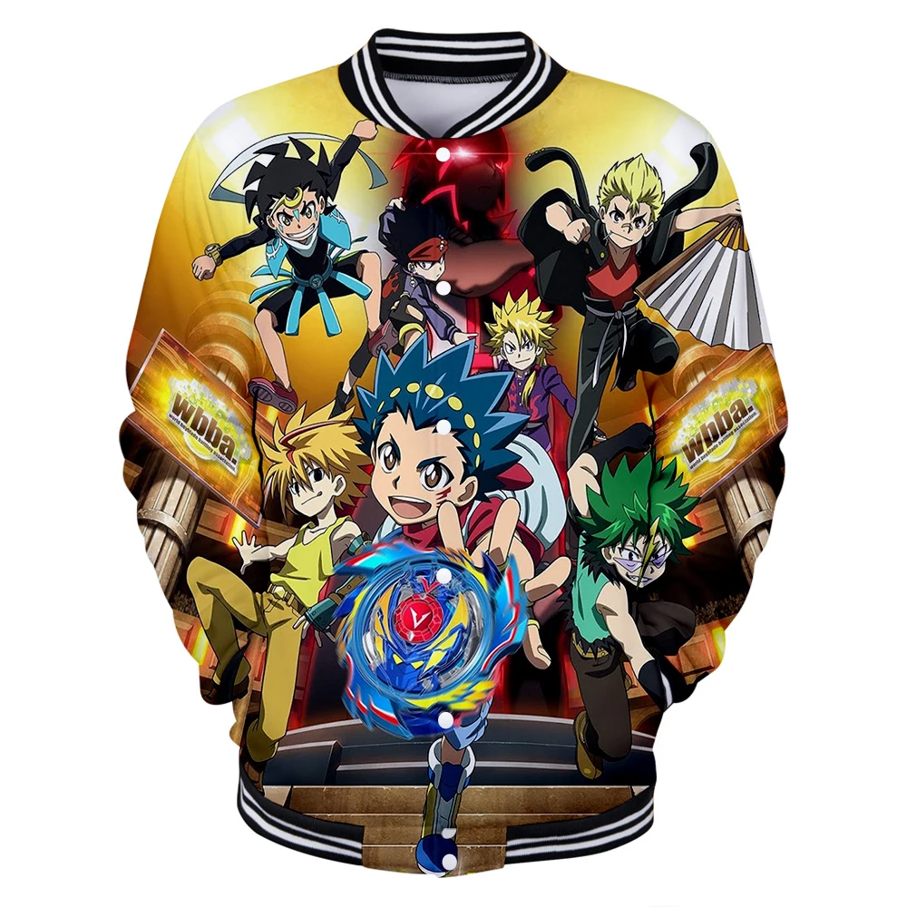 Новинка, бейсбольная куртка Beyblade Burst Evolution, мужская и женская модная детская бейсбольная куртка с 3D принтом, зимнее зеленое пальто для мальчиков и девочек