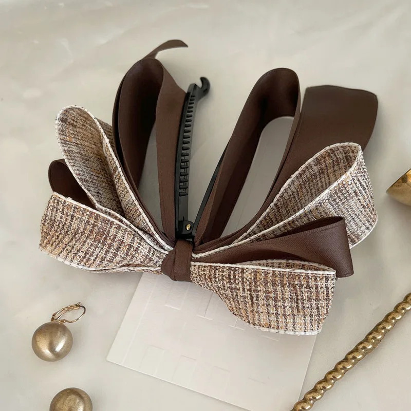 High Ponytail Hair Clips For Girls Sweet Bowknot Ribbon Banana Clip Hair Tie Hair Accessories Gift Women Hairpin Scrunchies hair ties for women