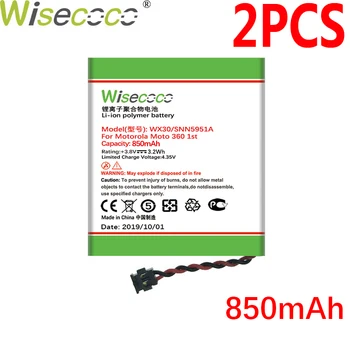 

WISECOCO 2PCS 850mAh WX30 SNN5951A Battery For Motorola 360 1st Gen Battery For MOTO 360 Smart Watch In Stock+Tracking Number