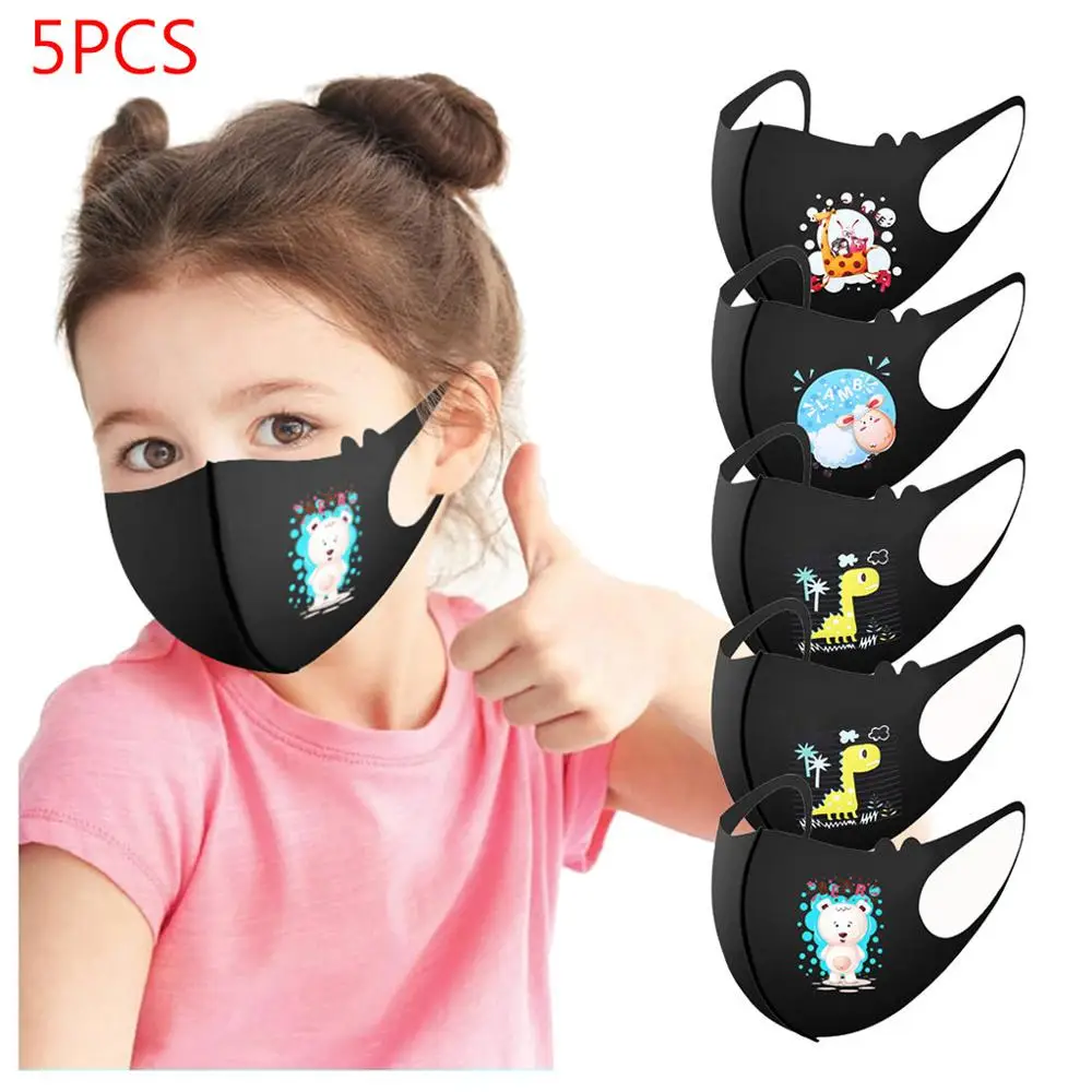 5Pcs Children mask Kids Boys Girls Washable Adjustable Cartoon Lovely Mask Cover Reusable Face Masks mascarilla reutili | Красота и