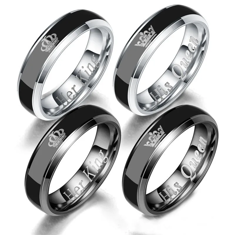 New Style Couple Ring Intelligent Heat Ring Her kinghis Queen Stainless Steel Color Changing Ring