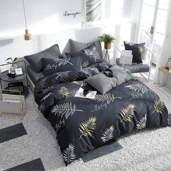 

Cotton Printed Bedding Set Twin Queen King Size Duvet Cover Bedsheets Pillowcase Flower Leaf Flamingo Fruit Heart Plaid Geometry