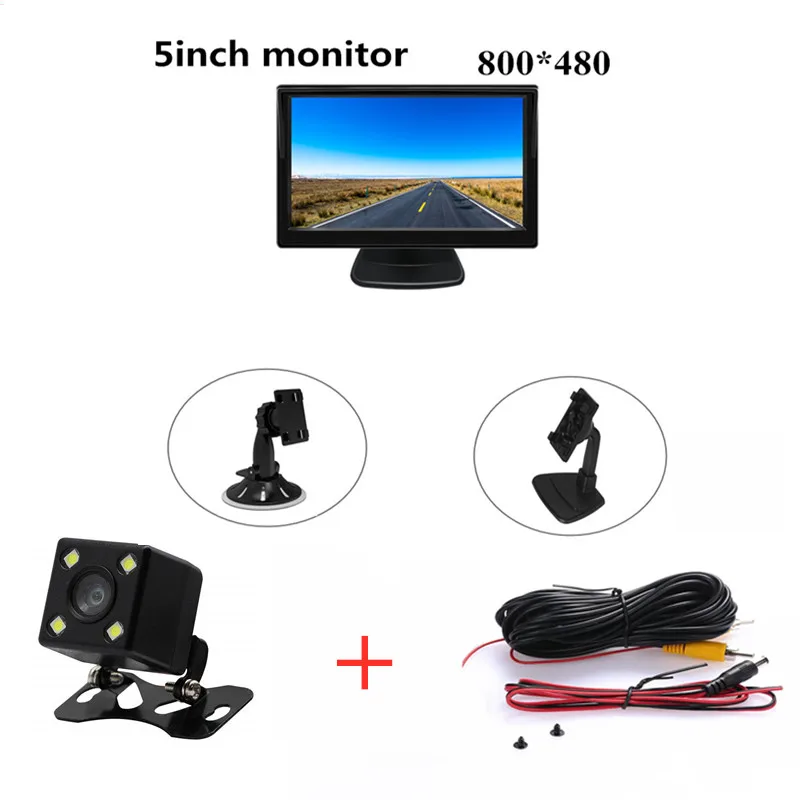 5 дюймов TFT lcd HD экран автомобильный монитор Парковка заднего вида монитор+ 4LED цветной задний вид автомобиля резервная камера