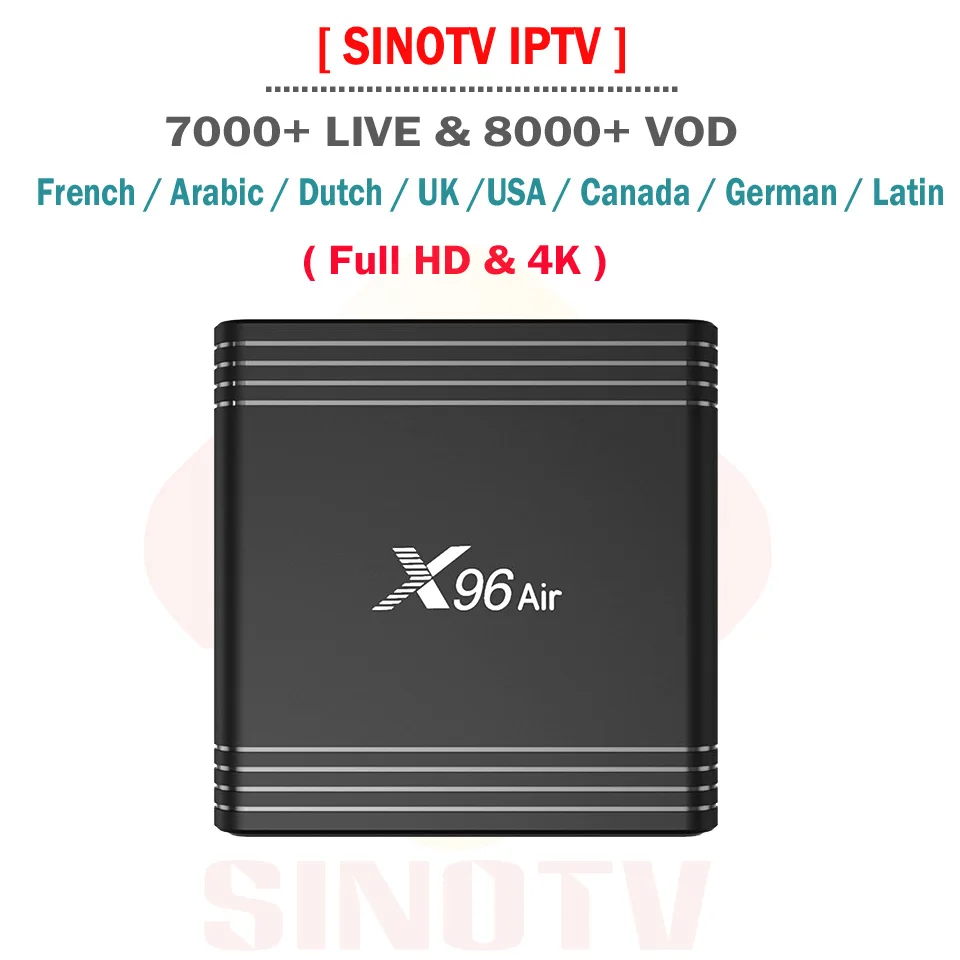 Франция IPTV Set-top box X96 воздуха, 4 Гб оперативной памяти, 32 Гб встроенной памяти, с 1 год канадского американские латинские Каналы испанский Пособия по немецкому языку французский Бельгии Live китайско ТВ
