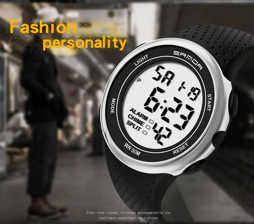 10 Year Battery Watch Oudoor Sport Watch Men 100M Waterproof Digital Watches Man Japanese Movement Thai Rubber Strap Sanda Watch