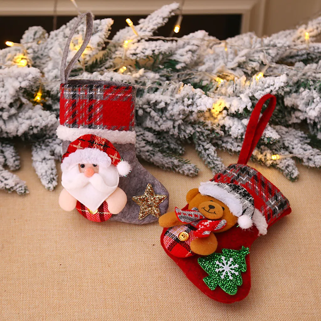 Christmas Socks Xmas Tree Ornament Decoration Party Holiday Christmas Santa Claus Decor Gift Gift Happy Socks 30H