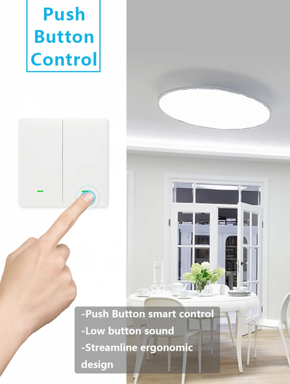 EJLINK Tuya Wifi Smart Switch Push Button Wall Light Switch 220V Smart Home Switch No Neutral Works With Alexa, Google Home (5)