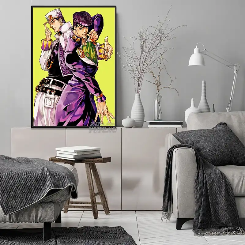 新アニメ絵画ジョジョs奇妙な冒険ポスターの写真の壁紙装飾リビングルームのために Painting Calligraphy Aliexpress