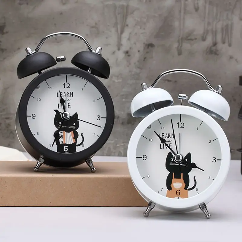Cute Clock Small Bed Alarm Clocks Creative Mini Metal Student Alarm Clock Desk Alarm Clock Lovely Toy For Bedroom Home