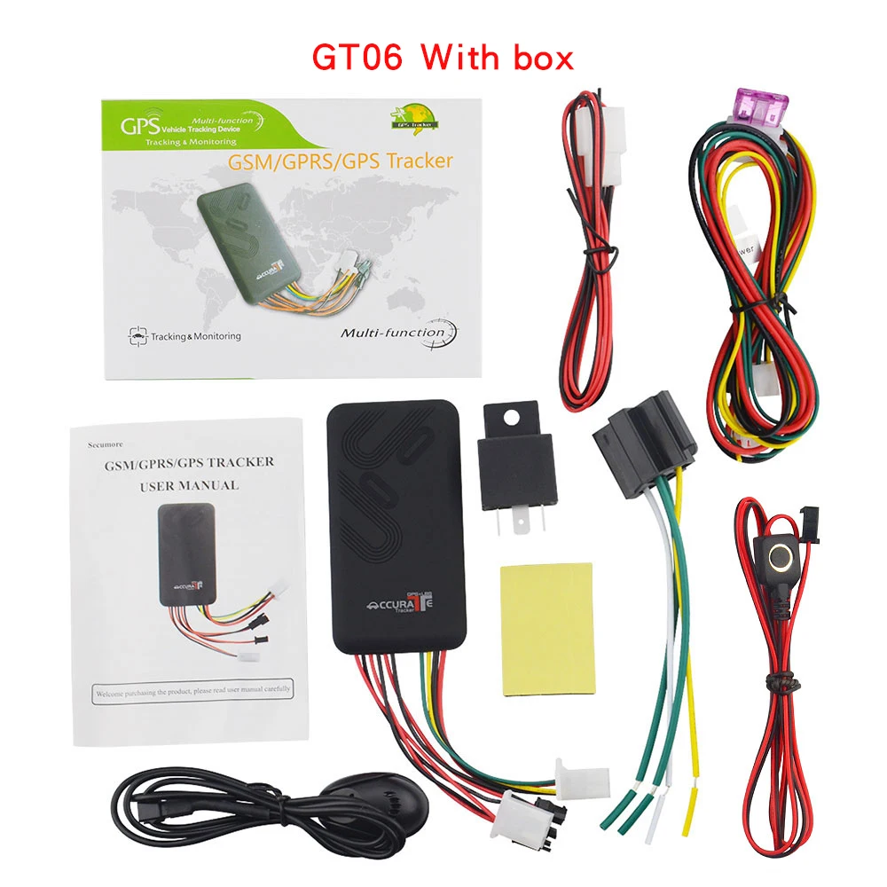 With box Мини-Автомобильный gps-трекер GT06 с SMS GSM GPRS автомобильная система онлайн слежения монитор Пульт дистанционного управления сигнализация для отслеживания мотоцикла - Цвет: With box
