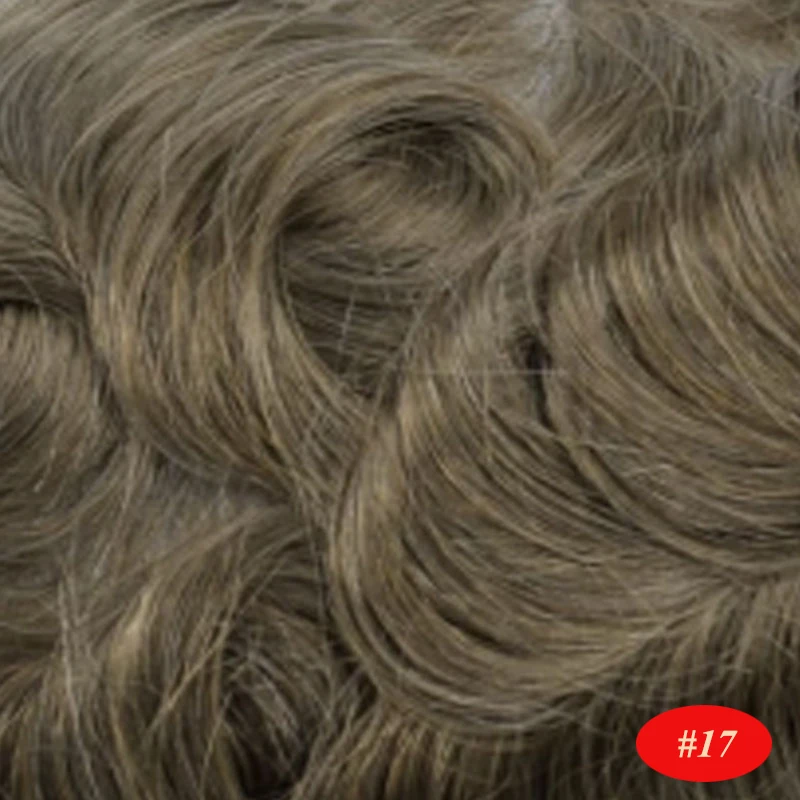 Для мужчин парик, заколки, заколки для волос, трессы, заколки, PU заменить Для мужчин t систем тонкой кожи 0,04-0,05 мм 8x10 ручной работы натуральный индийский человеческих Волосы remy 6 дюймов - Парик Цвет: 17