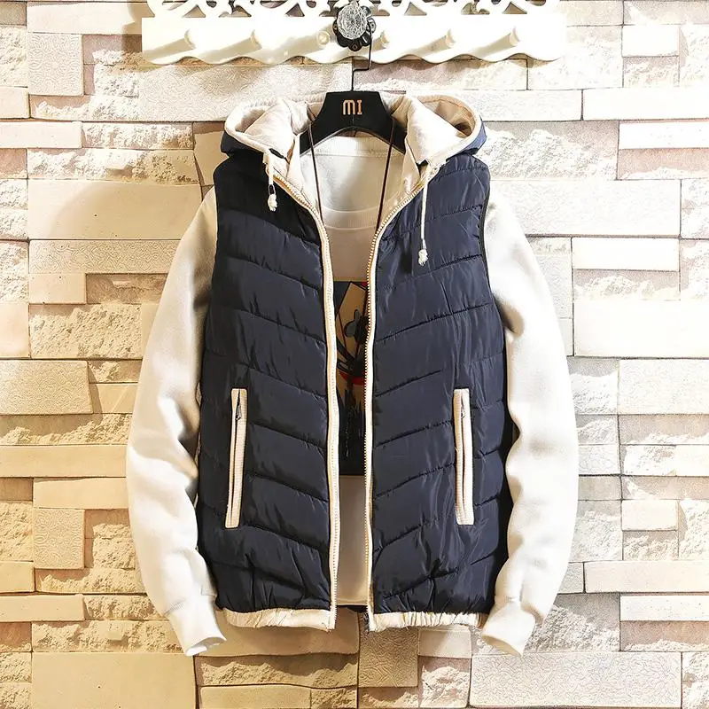 S-4XL мужские жилетки весна-зима мужские модные куртки без рукавов мужские хлопковые Дутые жилеты мужские утепленные Брендовые жилеты XXXXL - Цвет: Blue Waistcost Men