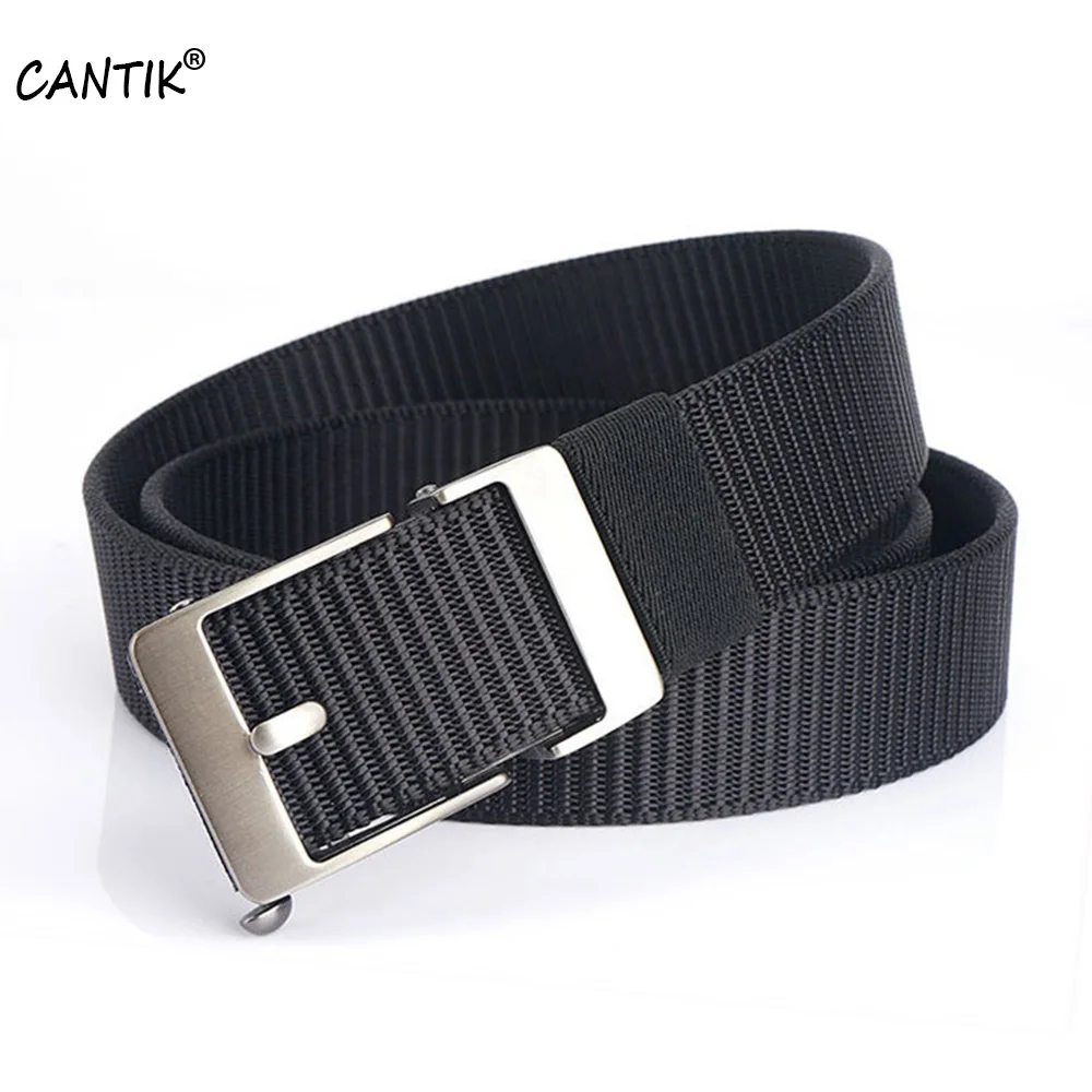 

CANTIK Fashion Design Square Automatic Buckle Metal Quality Nylon & Canvas Belts for Men Jeans Accessories 3.5cm Width CBFJ0281