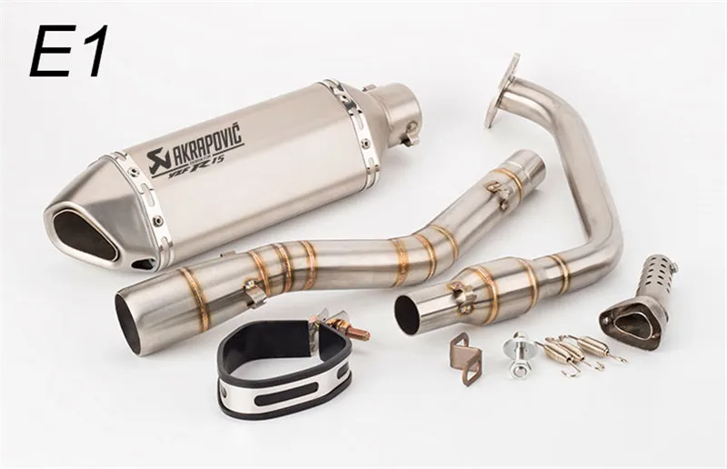 Выхлопная труба мотоцикла Akrapovic модифицированная для R15V2 YZF-R15V3 передняя часть катализатора передняя половина заднего давления глушитель - Цвет: E1