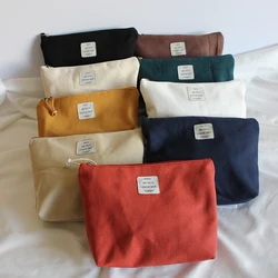 Preppy Makeup Bag Women Canvas Cosmetic Bag Organizer Candy Color Makeup Pouch Portable Travel Washing Bag Zipper Beauty Case