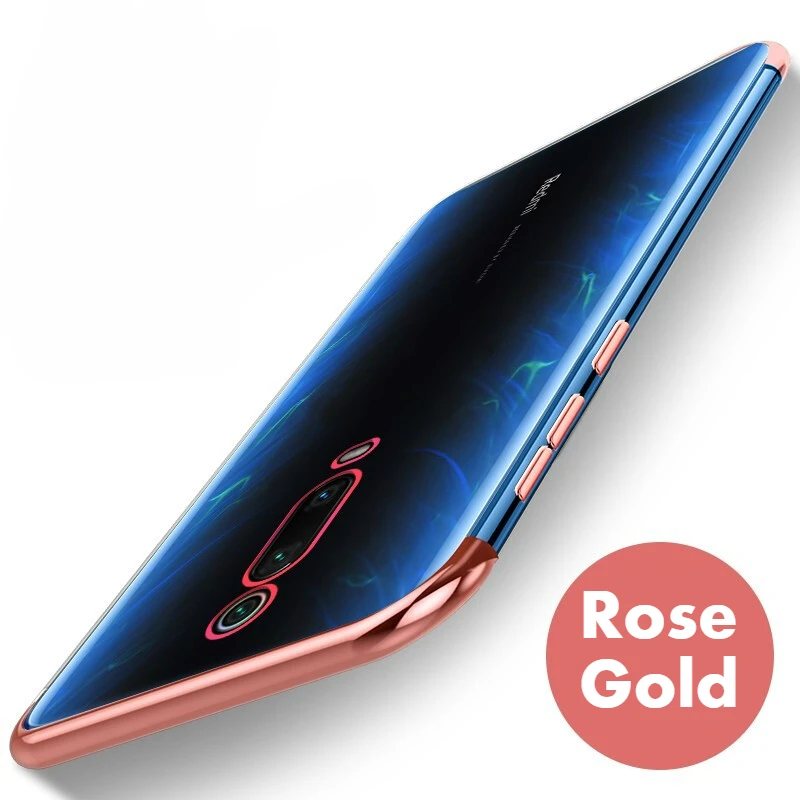 Чехол KEYSION с покрытием для Xiaomi mi 9T Pro Note 10 Pro CC9 A3 mi 9 Lite, прозрачный чехол для телефона Red mi Note 8T 8 Pro 7A 8A K20 - Цвет: Rose Gold