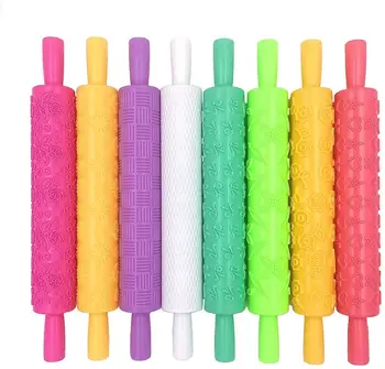 

Roller Cake Decorating Embossed Rolling Pins Textured Non-Stick Fondant Pastry Icing Clay Dough Roller Kitchen Baking Tools