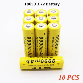 

10pcs 100% New 18650 Battery 3.7V 9900Mah Rechargeable Li-ion Battery For Led Flashlight Torch Accumulator Cells