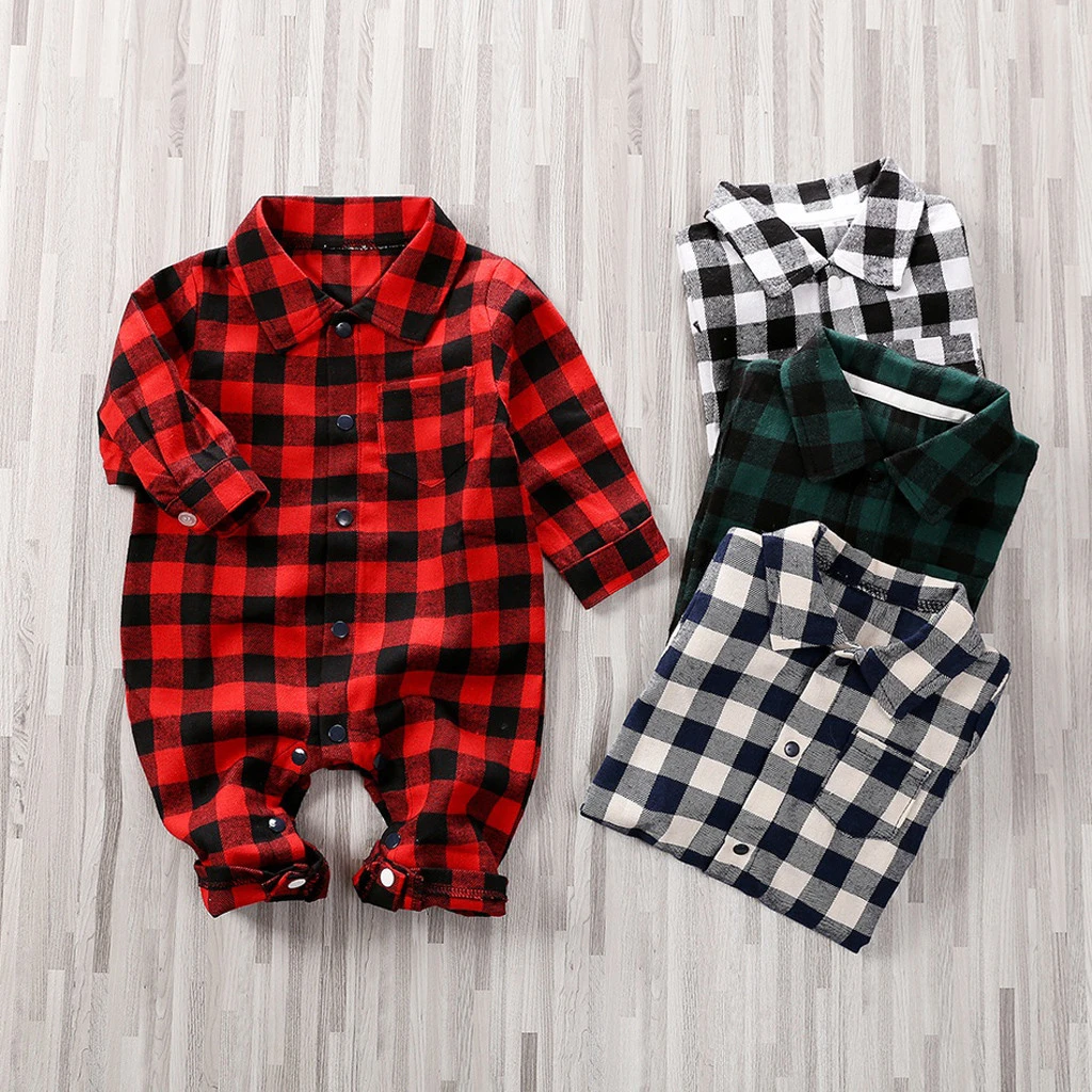 tartan baby romper