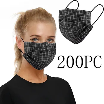 

Black Squares Print Disposable Face Mask Personal Mask 3Ply Ear Loop 10PC