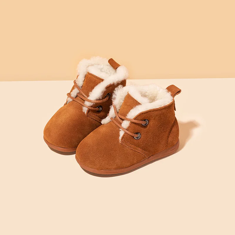 

Babyfeet Winter New Style Baby Soft Bottom xue bu xue Genuine Leather Men And Women Children Warm Snow Boots CHILDREN'S Ankle Bo