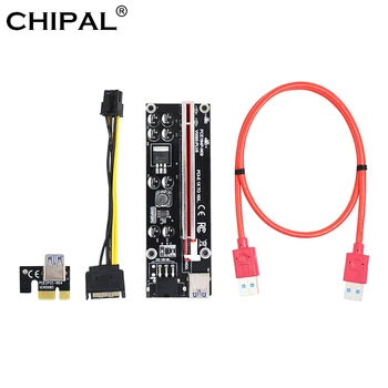 

CHIPAL VER009S Plus PCI-E Riser Card PCI Express SATA 1X to 16X 6Pin Connector 0.6M USB 3.0 Cable for Graphics Video Card GP