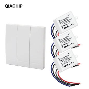 

QIACHIP 433Mhz 1 CH Wall Panel Wireless Remote Control Switch Smart Home Room + Universal AC 110V 220V Remote Control Receiver